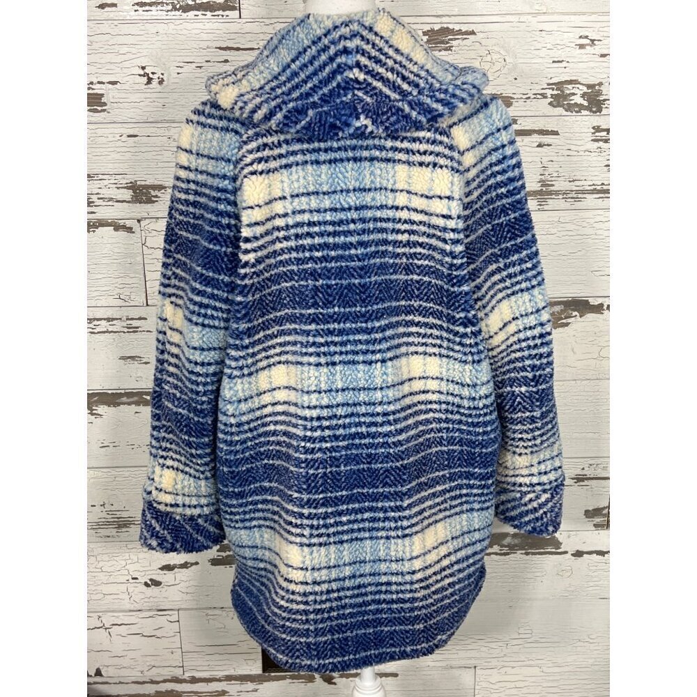 Z SUPPLY Hastings Sherpa Coat Sapphire Blue Plaid Sz S EUC - Picture 4 of 8